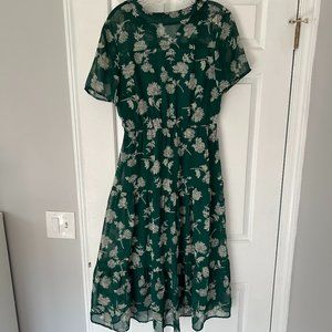 Green Floral Midi Dress